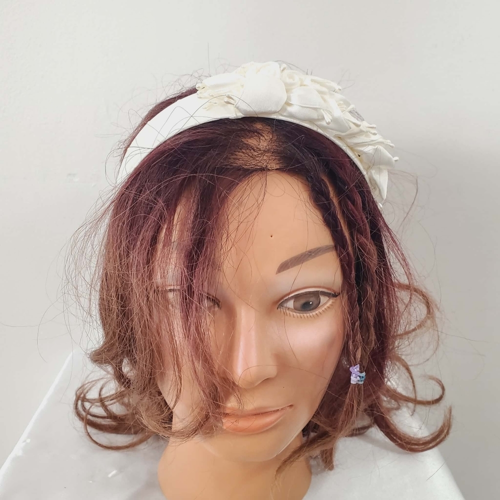 Ivory Flower Wedding Headband, Bridal Hair Piece, Rustic Flower Crown